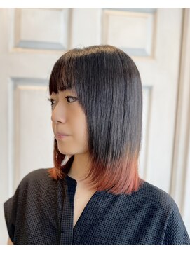 アロマ ヘアー ルーム 新宿3号店(AROMA hair room) 【艶ブラック × 鮮やかエンドカラー】大人系ボブ