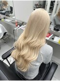 ミルクティーベージュホワイトブロンド顔周りレイヤー韓国◆長野