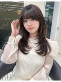 ダークアッシュブラウン/レイヤーカット/韓国巻き/顔周りカット