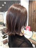 ロングショートワンカールパーマカーキグレージュ前髪錦糸町