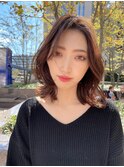 秋カラーマロンベージュくびれ韓国イルミナカラー