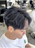 熊本メンズカット ブルーブラック MEN'S HAIR フェザーショート
