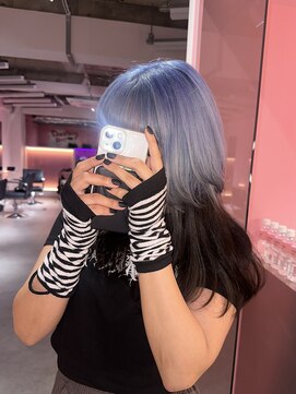 ダズリングディア(Dazzling Deer) ブルー/ロング/デザインカラー/ブリーチ/レイヤーカット