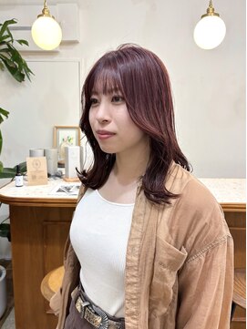 シエン 恵比寿(CIEN) ミディアムレイヤー/チェリーレッド/秋カラー/くびれヘア/恵比寿