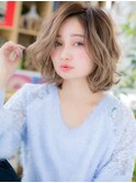 外国人風ハイライト根元パーマボブこなれヘアc710代20代30代