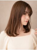 ココアブラウン大人美人艶感ストレートミディアムX上尾30代40代