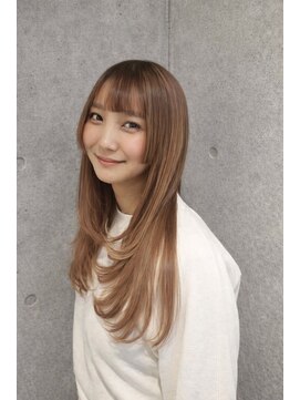 テラ(terra) 20代30代◎小顔見せ顔まわりレイヤー×艶ベージュロング