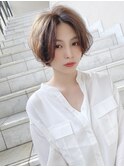 センターパート外ハネショートボブ/20代/30代/40代/ハイライト