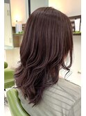 巻き髪ウェーブ×ラベンダーピンク