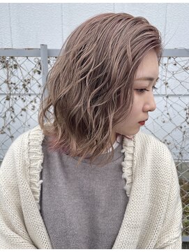 ダスティ穂高店 ミルクルティーベージュ_ダブルカラー_なみなみウェーブ