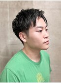 7:3アップバング束感ショート/直毛/理容室/眉/刈り上げ/骨格補正