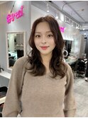 韓国へアー/マロンベージュ/レイヤー/ロング/サイドバング/新宿