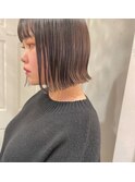 黒髪ネビージュタッセルボブ小顔似合わせ前髪ワンレンボブルフ