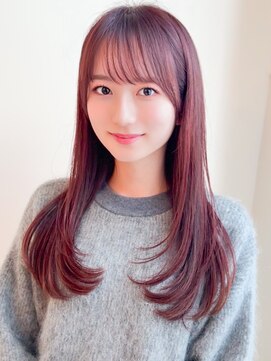 ルエ(rue) ミディアムレイヤーカットストレートロングウルフカットベージュ