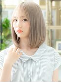 韓国風ハイトーンカラー透けバングボブディh4戸頭20代30代40代