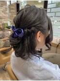 リボンつけたガーリーなハーフアップ！