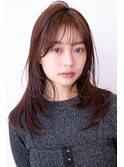 チョコグレージュ/20代30代大人かわいい/ミディアムレイヤー