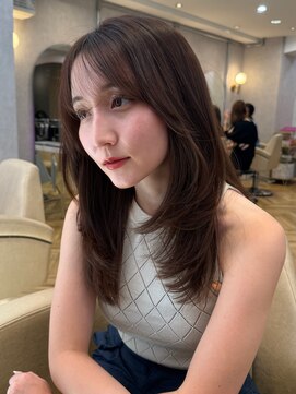 ロンド フィーユ(Lond fille) オリーブグレー/レイヤーカット/黒髪/マロンベージュ/銀座