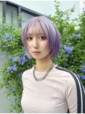 ラベンダーカラー・ハイトーンカラー・ショートボブ