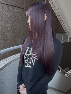 イエナ 渋谷(IENA) ダークブルーエンドカラーハッシュボブ顔周りカット