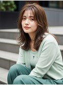 セミロング20代30代ストレートレイヤー前髪なし前髪あり吉川