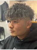 メンズパーマ　ホワイトメッシュ　メンズメッシュ