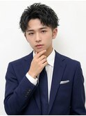 ツイスパ波巻きアップバング爽やかビジネスセンターパート