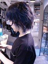 ロリム(RorriM)&nbsp;ウルフカット　ハイライト 　ブルーバイオレット　ダブルカラー