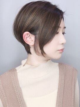 モリオフロムロンドン 原宿本店(morio from London) 【morio 原宿】ショートボブ前髪なしハイライトベージュ