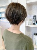 福山市美容室Caary人気 くすみカラー オシャレショートヘア