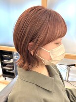 リュクスバトーバイトリコ 船橋南口店(Luxe BATEAU by tricot) アプリコットオレンジ×くびれボブ