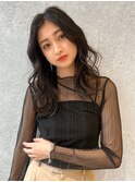 三軒茶屋_レディース_ロング_コテ巻き_黒髪_パーマ_小顔_カット