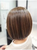 30代40代50代60代サラサラショートボブ脱白髪染め　白髪ぼかし