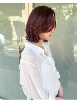 トレス(TRESS) ボブ　毛流れ　暖色　ピンクブラウン　ブリーチなし　表参道