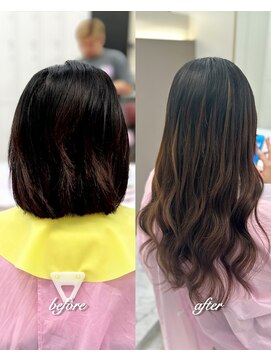 ガルボヘアー 心斎橋店(garbohair) 心斎橋プルエクステビフォーアフターボブの短さでも馴染む