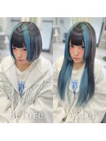 あるじゃんすー 渋谷店 ブラック×ライトブルー#シールエクステ#韓国#インナー#渋谷