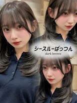 ボタン ハカタ(VOTAN hakata) 【ろみおStyle】シースルーぱっつん/顔周りカット/ブラウン