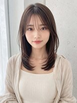 ノア 三宮店(NOA)&nbsp;【NOA】グレージュ×韓国風ミディアムレイヤー シースルーバング