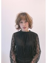 エンリッチヘア(enrich hair)&nbsp;イヤリングカラー×ペールピンク　ゆるふわカール