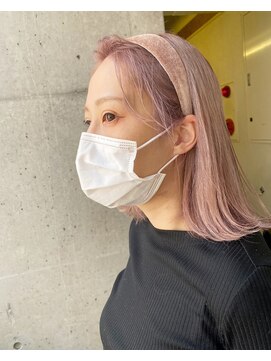 ガルボ ヘアー(garbo hair) #ピンクカラー#ボブ#ケアブリーチ#ハイトーンカラー#マスク女子