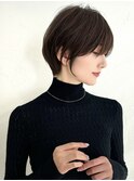 前髪あり耳掛け丸みくびれ大人ショートボブ20代30代40代50代＊