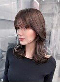 メルティカラー似合わせカットフェミニンロング韓国レイヤー