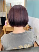 前下がりショートボブ×ローズブラウン