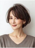 白髪ぼかし脱白髪染め似合わせショートボブ40代50代60代