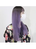 エアタッチ/艶髪アッシュパープルのツートンカラー/ロングヘア