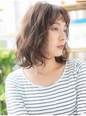 前髪カール小顔バレイヤージュ大人ボブパーマc5北浦和