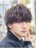 ナチュラルウルフヘアツーブロックパーマ韓国ヘアーマッシュ