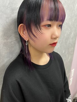ガルボ ヘアー(garbo hair) ウルフ　ショートウルフ　ラベンダー　ブラック