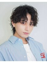 オーシャントーキョー 渋谷神南(OCEAN TOKYO) 韓国ヘアカルマパーマカルマバングセンターパート黒髪ウルフ