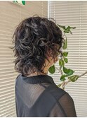 20代30代40代ミディアムウルフ前髪パーマくびれひし形　7/16